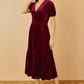 Yumi Burgundy Velvet Midi Dress