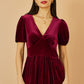 Yumi Burgundy Velvet Midi Dress