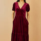 Yumi Burgundy Velvet Midi Dress