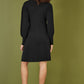 Yumi Black Knitted Button Up Midi Dress With Balloon Sleeves