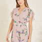 Yumi Blush Wrap Over Midi Dress With Frill Details And Matching Belt