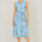 Yumi Blue Floral Print Midi Skater Dress