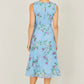 Yumi Blue Floral Print Midi Skater Dress