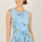 Yumi Blue Floral Print Midi Skater Dress