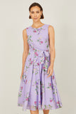 Yumi Lilac Floral Print Midi Skater Dress