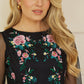 Yumi Black Embroidered Long Mesh Sleeve Prom Skater Dress