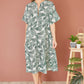 Yumi Green Organic Cotton Palm Print Tiered Tunic Dress