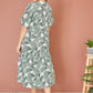 Yumi Green Organic Cotton Palm Print Tiered Tunic Dress