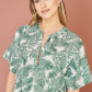 Yumi Green Organic Cotton Palm Print Tiered Tunic Dress