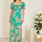 Yumi Green Recycled Floral Print Square Neck Maxi Dress With Split Hemline
