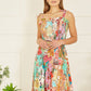 Yumi Multicolour Patchwork Split Hem Maxi Dress With Tie Straps