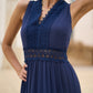 Yumi Navy Lace Trim Cotton Midi Sun Dress