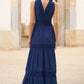 Yumi Navy Lace Trim Cotton Midi Sun Dress