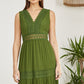 Yumi Green Lace Trim Cotton Midi Sun Dress