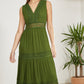 Yumi Green Lace Trim Cotton Midi Sun Dress