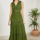 Yumi Green Lace Trim Cotton Midi Sun Dress
