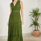 Yumi Green Lace Trim Cotton Midi Sun Dress