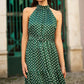 Yumi Green Spot Print Halter Midi Dress With Matching Belt