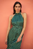 Yumi Green Spot Print Halter Midi Dress With Matching Belt