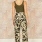 Yumi Black Fern Print Relaxed Fit Trousers