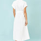 Yumi White Viscose Linen Look Midi Shirt Dress With Wooden Belt