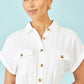 Yumi White Viscose Linen Look Midi Shirt Dress With Wooden Belt