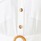 Yumi White Viscose Linen Look Midi Shirt Dress With Wooden Belt