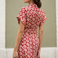 Yumi Red Viscose Midi Shirt Dress With Matching Belt