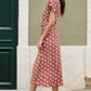 Yumi Red Viscose Midi Shirt Dress With Matching Belt