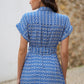 Yumi Blue Viscose Midi Shirt Dress With Matching Belt