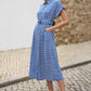 Yumi Blue Viscose Midi Shirt Dress With Matching Belt