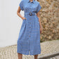 Yumi Blue Viscose Midi Shirt Dress With Matching Belt