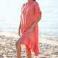Yumi Coral Italian Linen Shirt Dress With Frill Hem