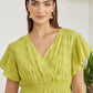 Yumi Lime Cotton Broderie Anglaise Wrap Midi Dress