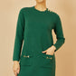 Yumi Green Knitted Tunic Dress With Gold Hardware Details