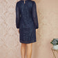 Yumi Navy Sequin Tunic With Balloon Sleeves