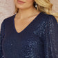 Yumi Navy Sequin Tunic With Balloon Sleeves