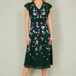 Yumi Green All Over Floral Embroidery Midi Skater Dress