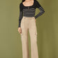 Yumi Black Stripe Rib Knitted Long Sleeve Top With Button Details