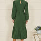 Yumi Green Long Sleeve Midi Dress With Floral Embroidery Bodice