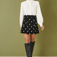 Yumi Black Corduroy Embroidered Daisy Mini Skirt