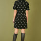 Yumi Black Daisy Embroidered Cord Shirt Dress