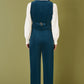 Yumi Teal Cord Trousers With Patch Pockets