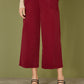 Yumi Burgundy Cord Cropped Wide Leg Trousers With Pockets
