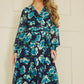 Yumi Blue Floral Mesh Wrap Dress With Long Sleeves
