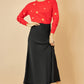 Yumi Black Satin Midi Skirt