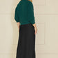 Yumi Black Satin Midi Skirt