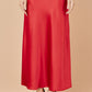 Yumi Red Satin Midi Skirt
