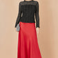 Yumi Red Satin Midi Skirt