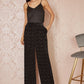 Yumi Black Velvet Sparkle Wide Leg Trousers